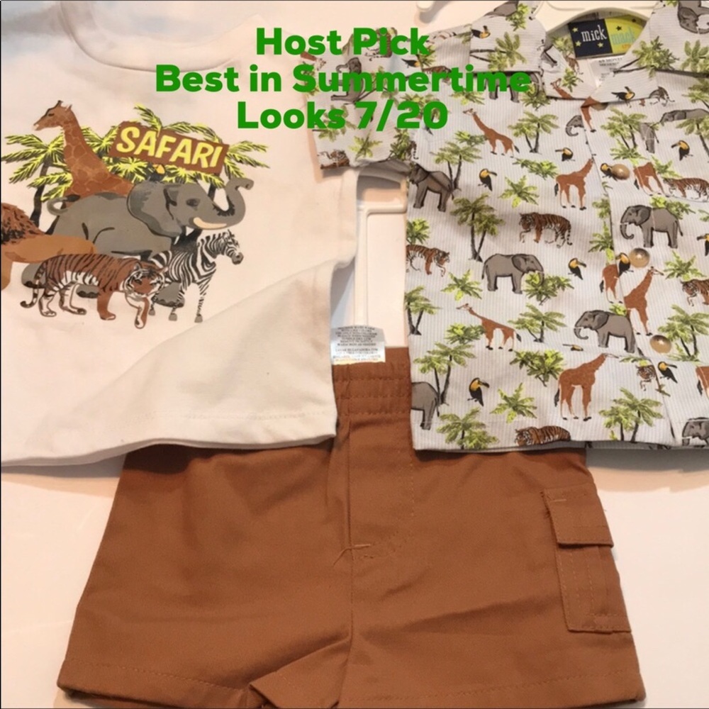 Mick Mack 6-9 Mo 3 Piece Jungle Theme Set NWOT